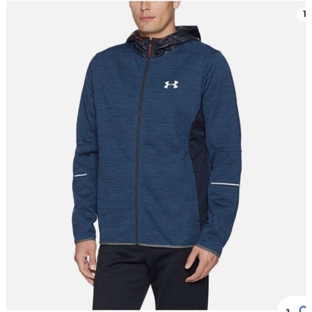 Under Armour Mens Jacket Size M Blue Storm Coldgear‎ Patterned Swacket Zip Up